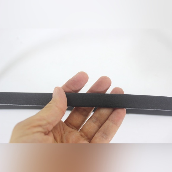 DANIER Super Skinny Black Leather Belt Silver Buckle Large L - Picture 7 of 9